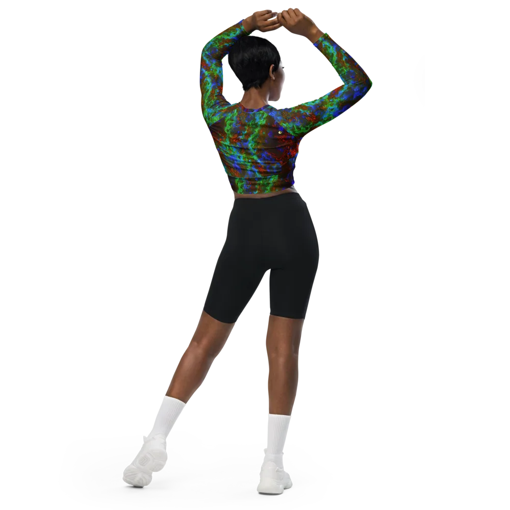 Prismatic Flame on Long Sleeve Crop Top — Back