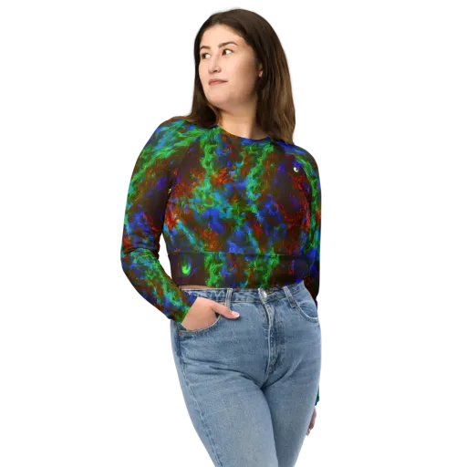 Prismatic Flame on a Long Sleeve Crop Top
