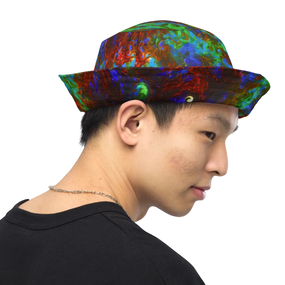 Prismatic Flame on Reversible Bucket Hat — Right Outside