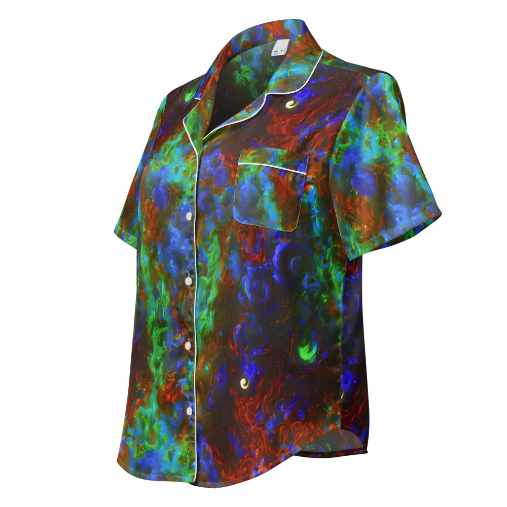 Prismatic Flame on Women's Short Sleeve Pajama Top — Left Front