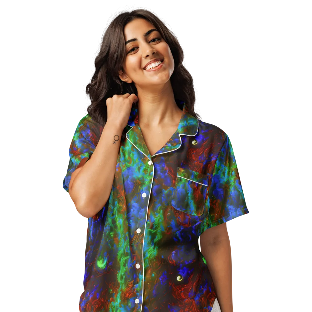 Prismatic Flame on Women's Short Sleeve Pajama Top — Front