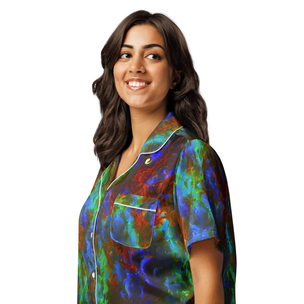 Prismatic Flame on Women's Short Sleeve Pajama Top — Left Front