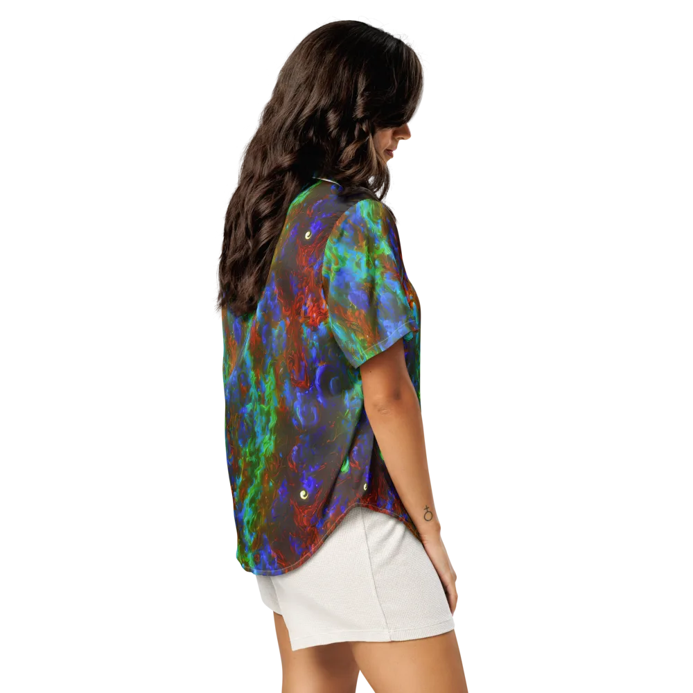 Prismatic Flame on Women's Short Sleeve Pajama Top — Right Back