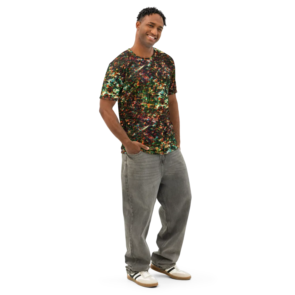Emerald Afterdark on Men's Cotton Crew Neck T-Shirt — Right Front