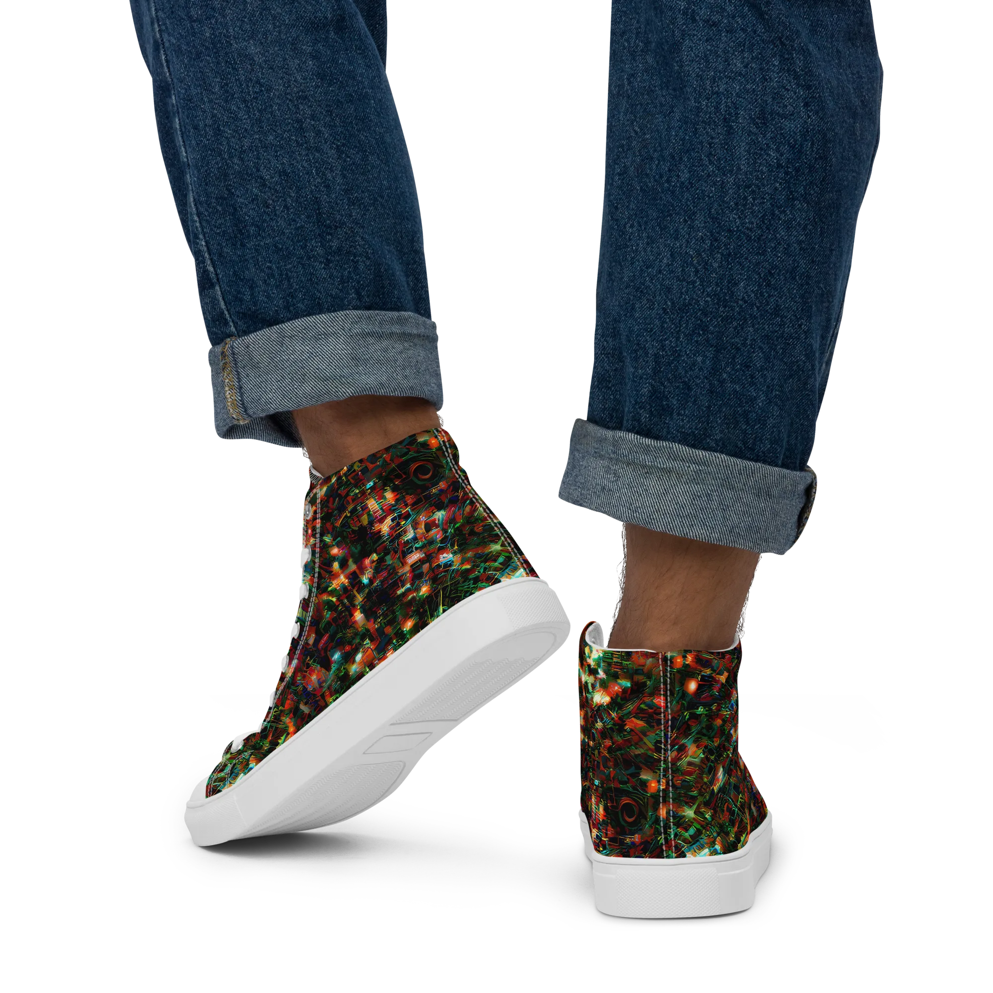 Emerald Afterdark on Men's High Top Canvas Shoes — Back