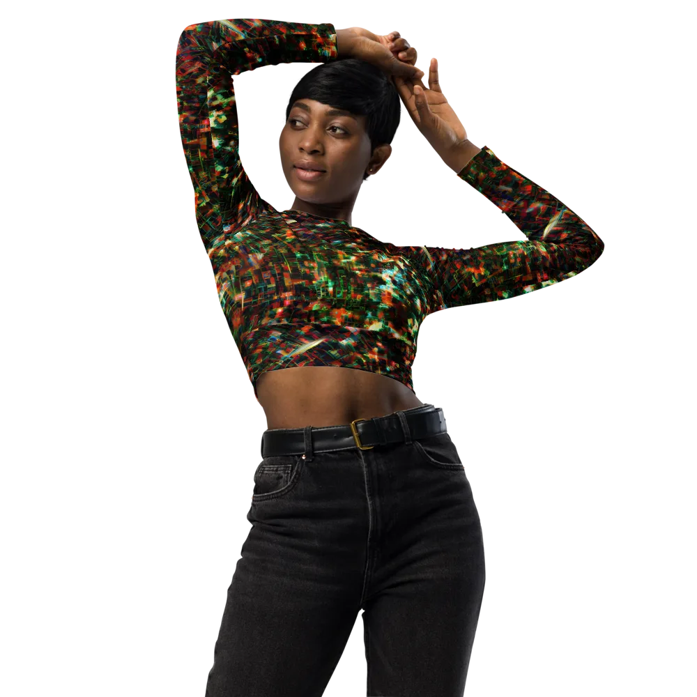 Emerald Afterdark on Long Sleeve Crop Top — Front
