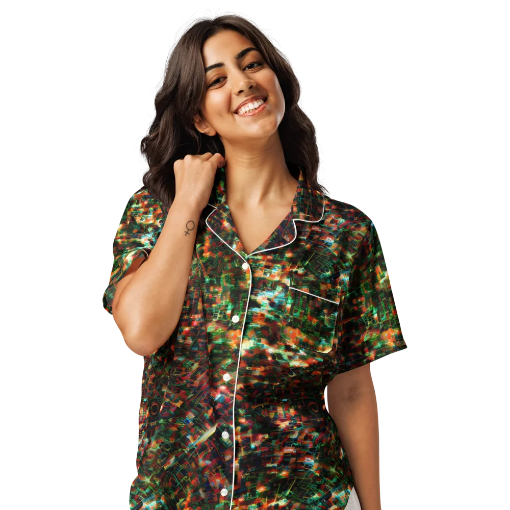 Emerald Afterdark on Women's Short Sleeve Pajama Top — Front
