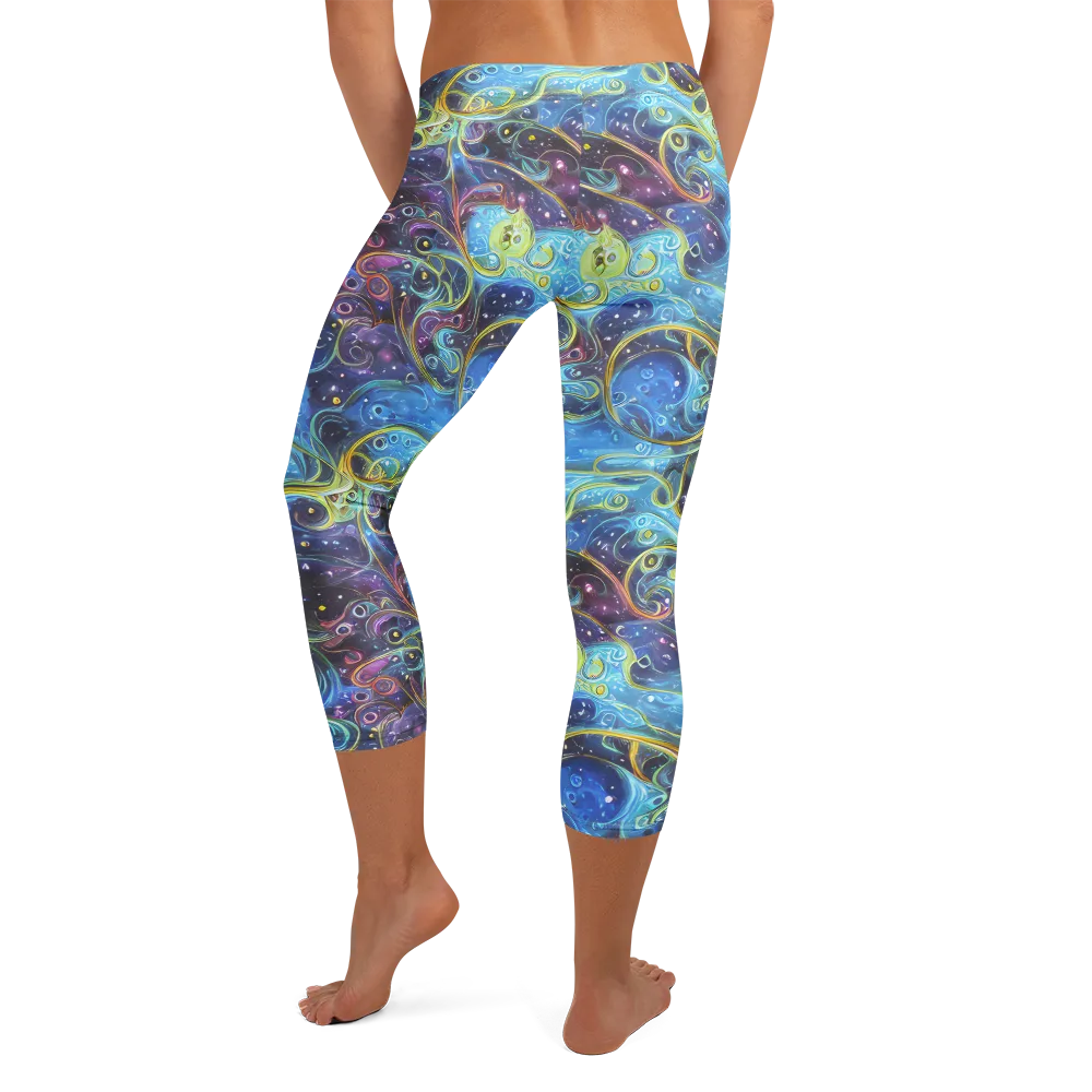 Azure Labyrinth on Capri Leggings — Back