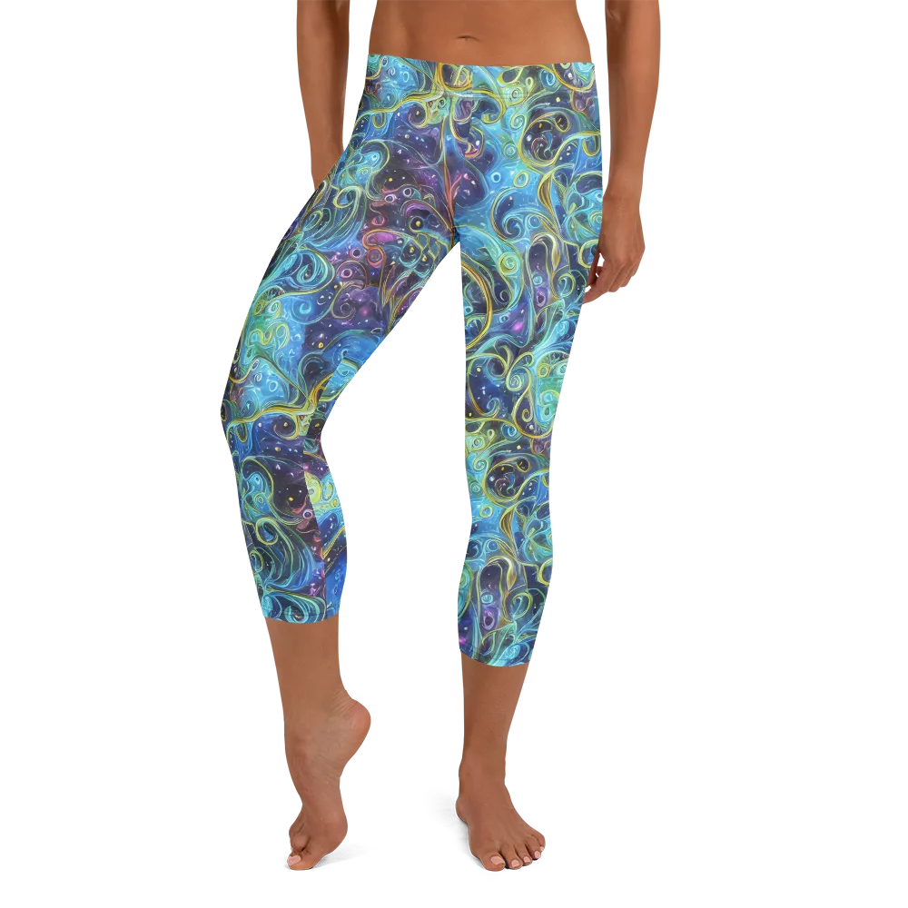 Azure Labyrinth on Capri Leggings — Front