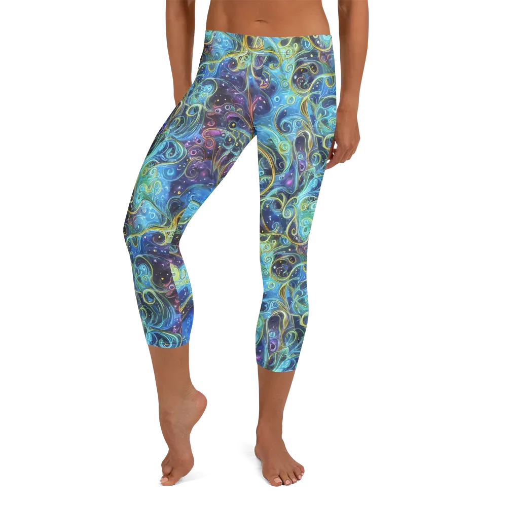 Azure Labyrinth on Capri Leggings — Front