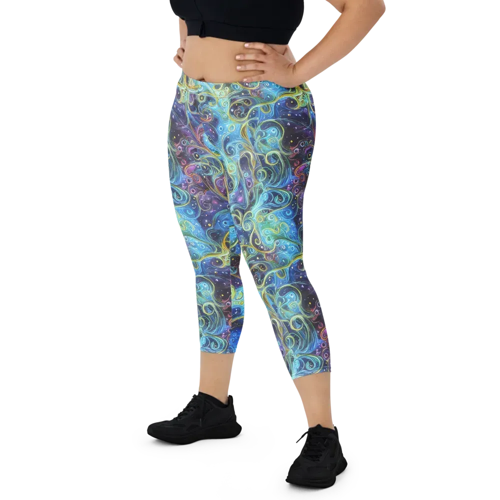 Azure Labyrinth on Capri Leggings — Front