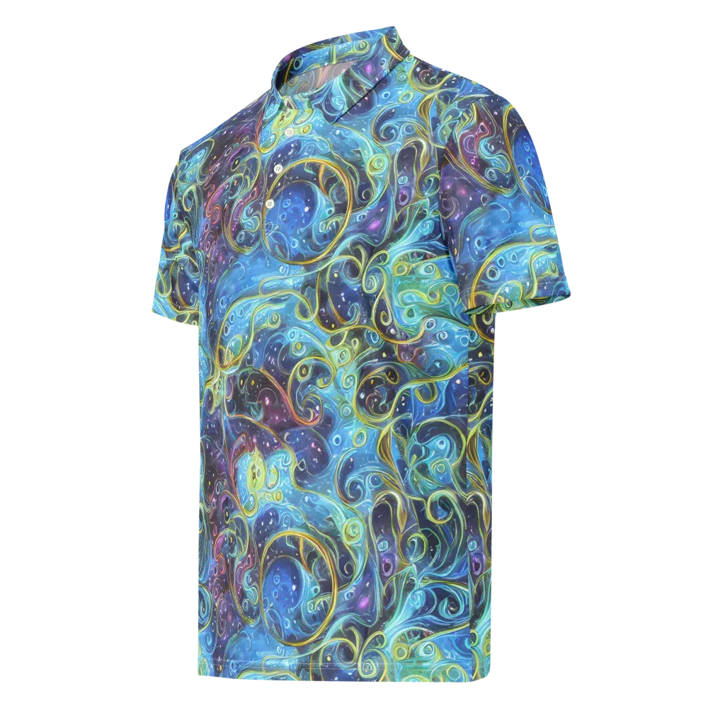 Azure Labyrinth on Men's Slim Fit Polo Shirt — Left Front