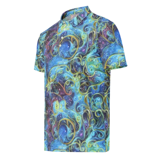 Azure Labyrinth on a Men's Slim Fit Polo Shirt