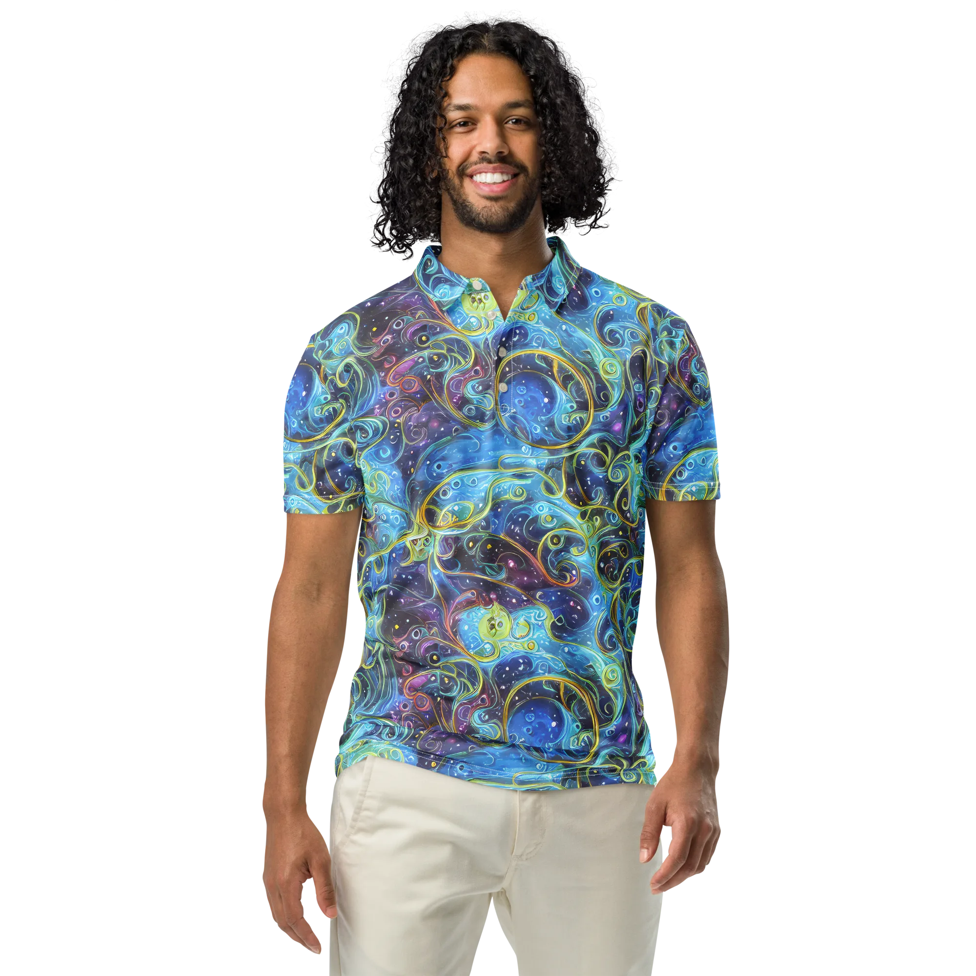 Azure Labyrinth on Men's Slim Fit Polo Shirt — Front