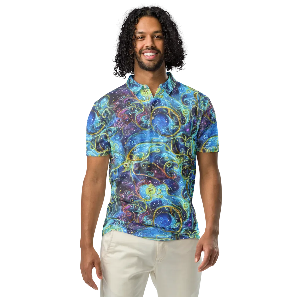 Azure Labyrinth on Men's Slim Fit Polo Shirt — Front
