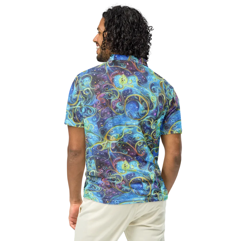 Azure Labyrinth on Men's Slim Fit Polo Shirt — Back
