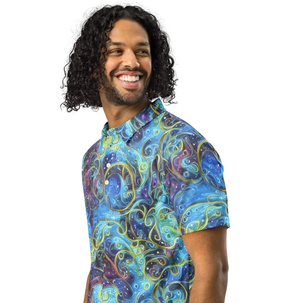 Azure Labyrinth on Men's Slim Fit Polo Shirt — Left Front