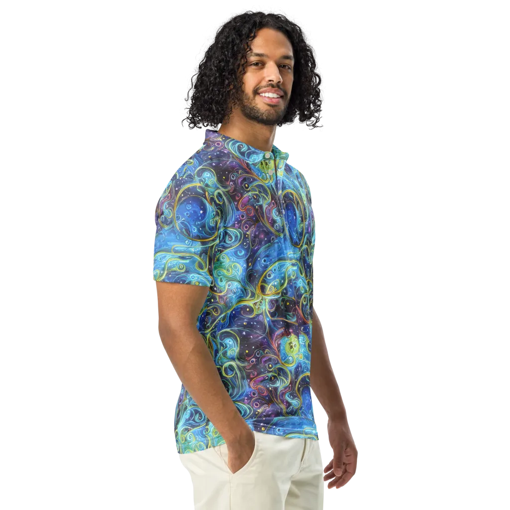 Azure Labyrinth on Men's Slim Fit Polo Shirt — Right Front