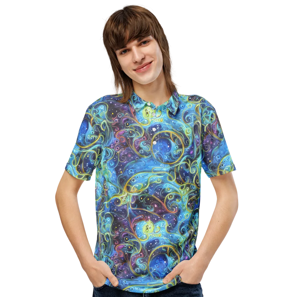 Azure Labyrinth on Men's Slim Fit Polo Shirt — Front