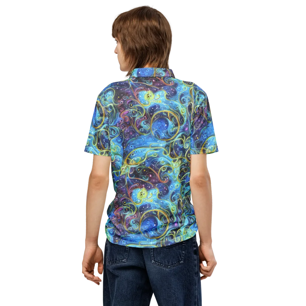Azure Labyrinth on Men's Slim Fit Polo Shirt — Back