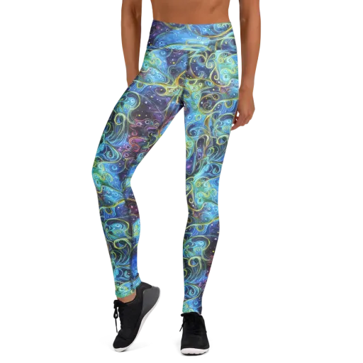 Azure Labyrinth on a Yoga Leggings