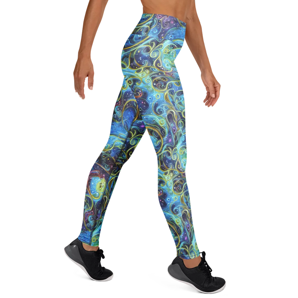 Azure Labyrinth on Yoga Leggings — Right