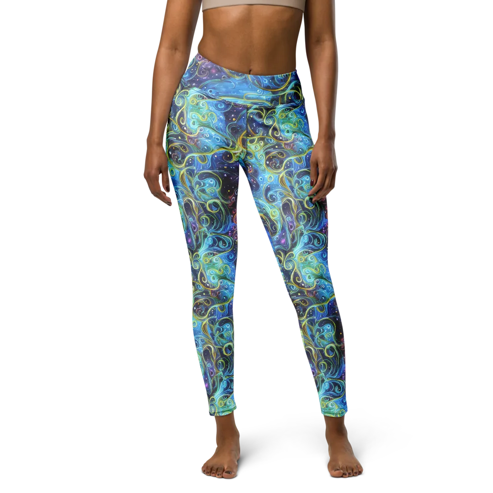 Azure Labyrinth on Yoga Leggings — Front
