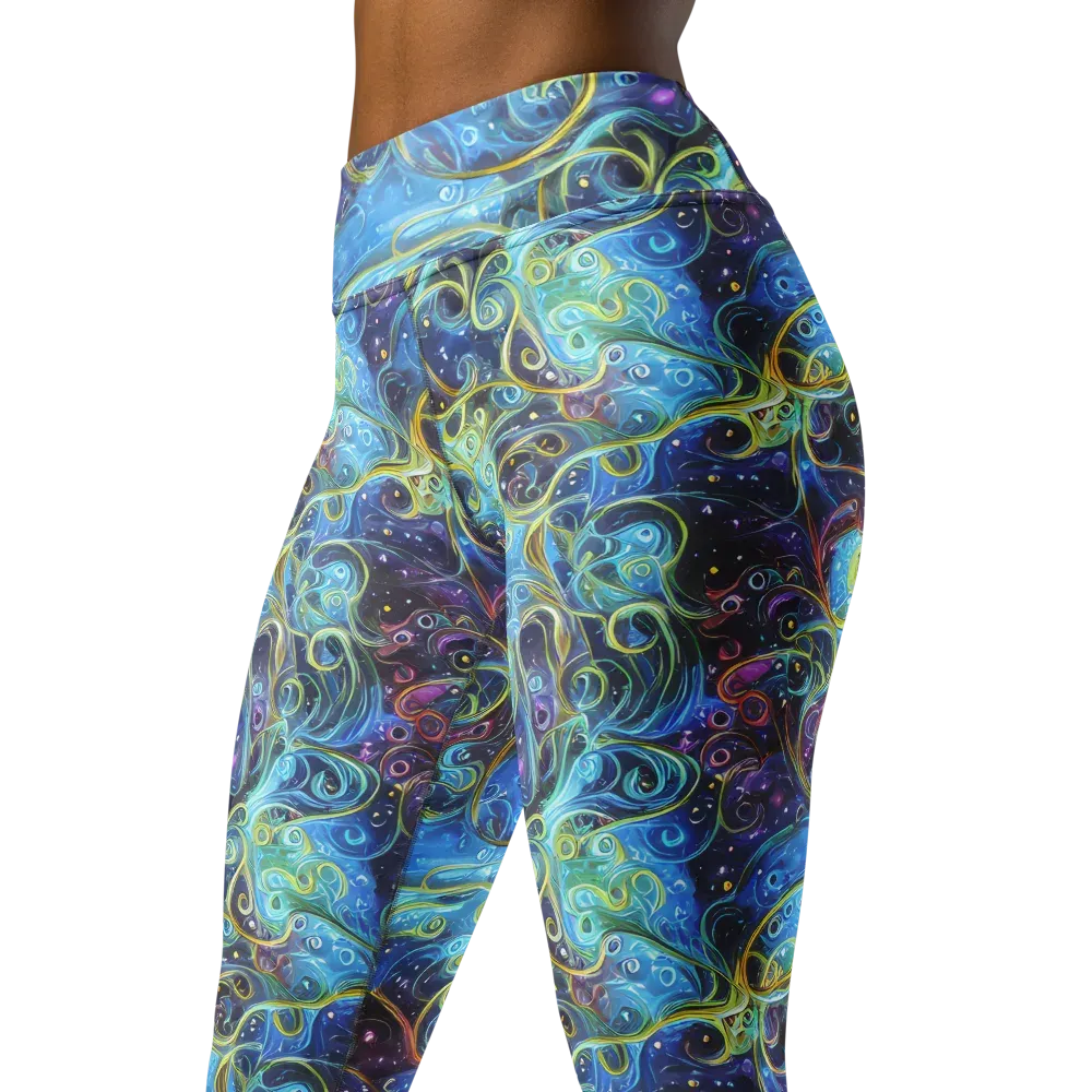 Azure Labyrinth on Yoga Leggings — Left Front