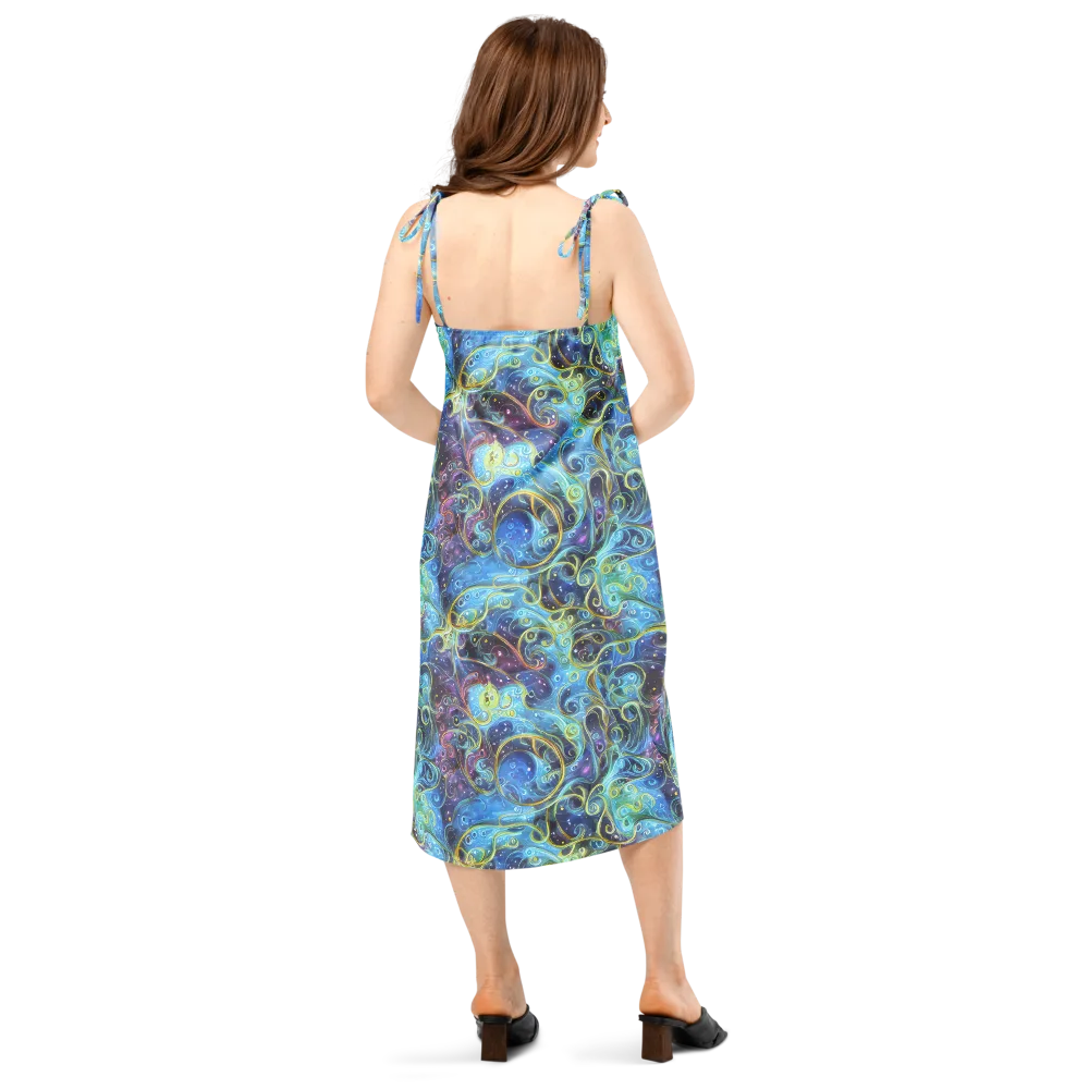Azure Labyrinth on Slip Dress — Back