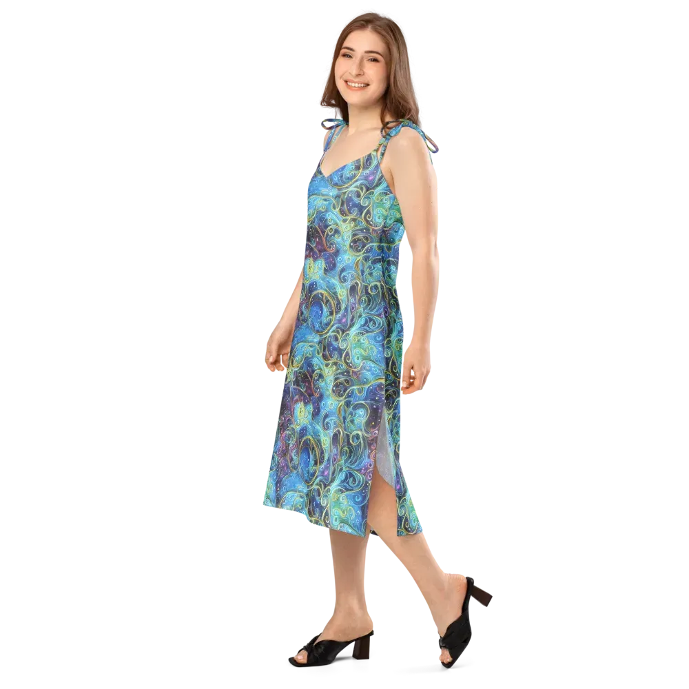 Azure Labyrinth on Slip Dress — Left Front