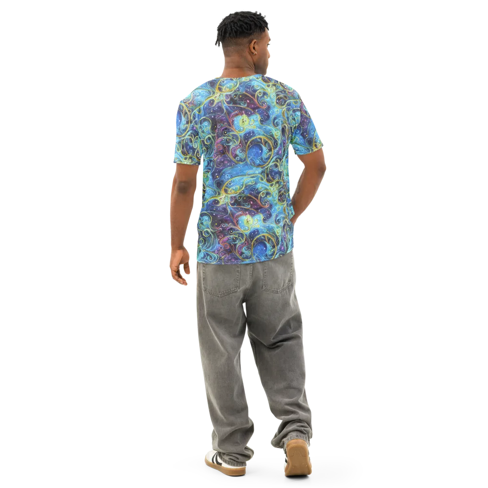 Azure Labyrinth on Men's Cotton Crew Neck T-Shirt — Back