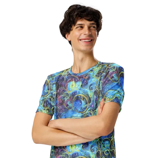 Azure Labyrinth on a Men's Crew Neck T-Shirt