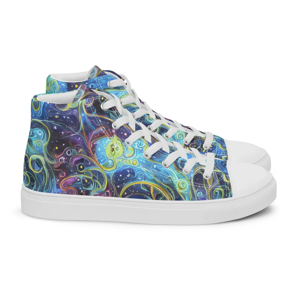 Azure Labyrinth on Women's High Top Canvas Shoes — Right