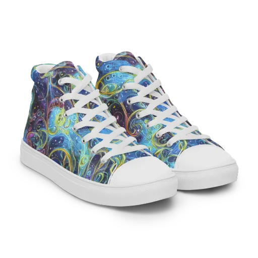 Azure Labyrinth on a Women's High Top Canvas Shoes