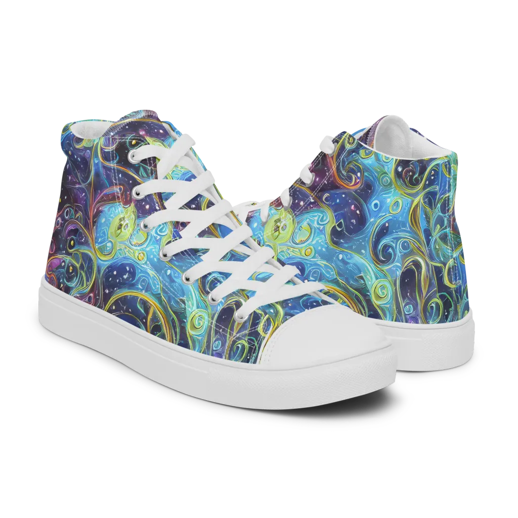 Azure Labyrinth on Women's High Top Canvas Shoes — Right