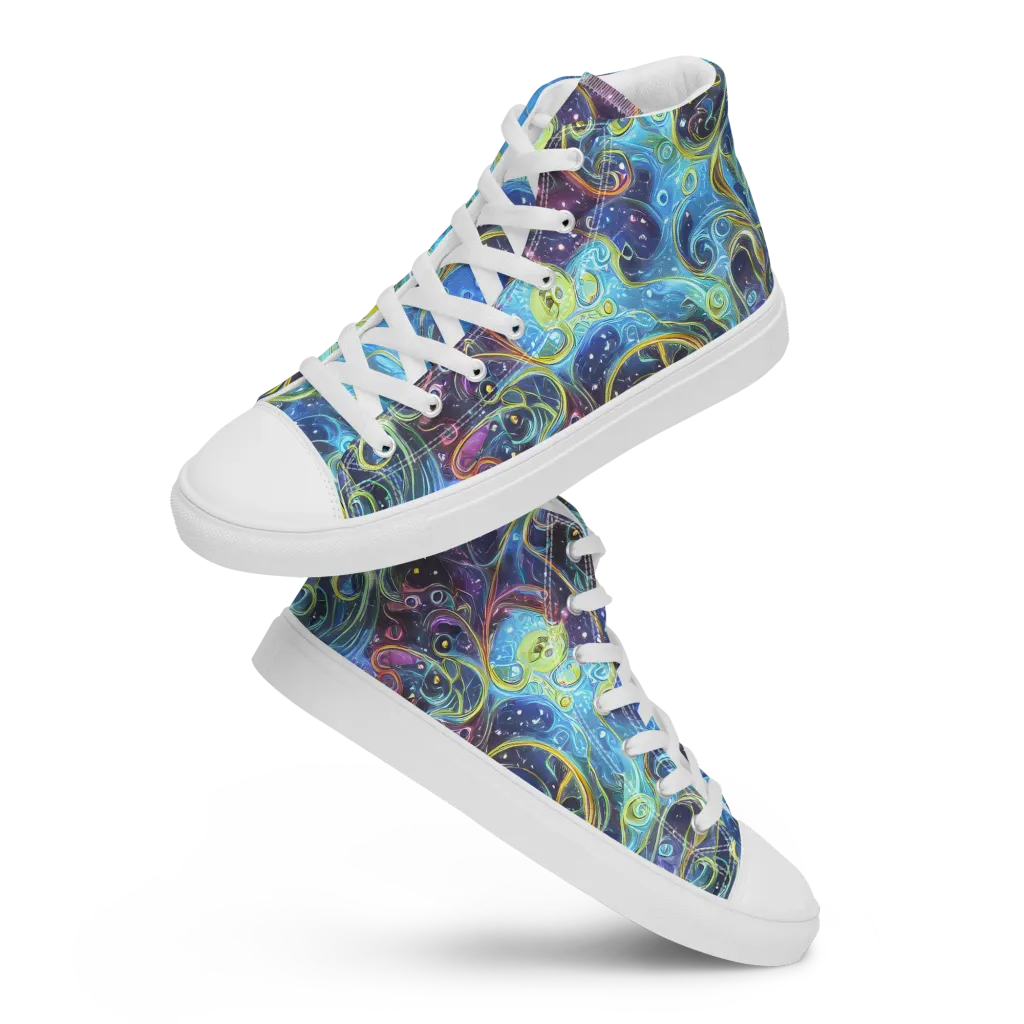 Azure Labyrinth on Women's High Top Canvas Shoes — Front