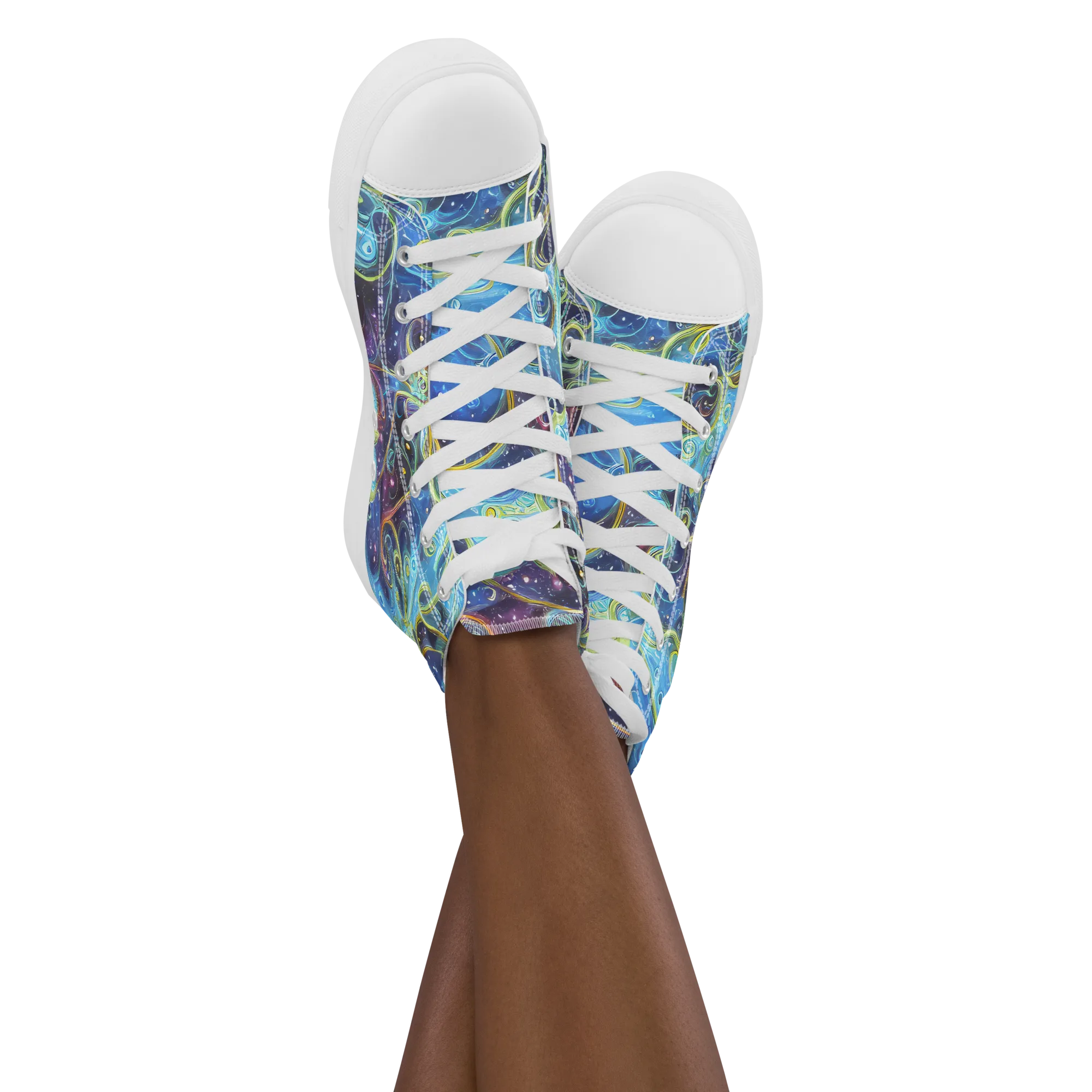Azure Labyrinth on Women's High Top Canvas Shoes — Front