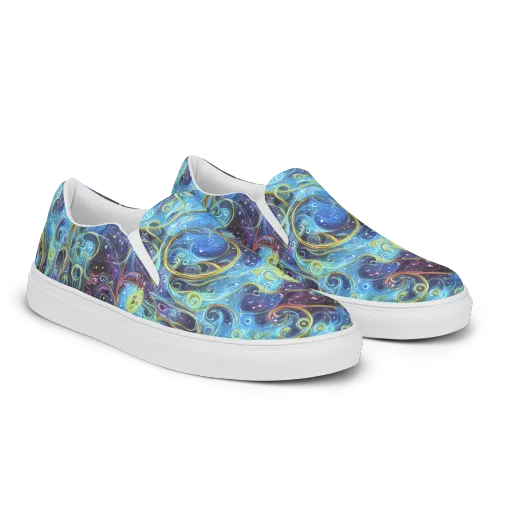 Azure Labyrinth on a Men's Slip-On Canvas Shoes