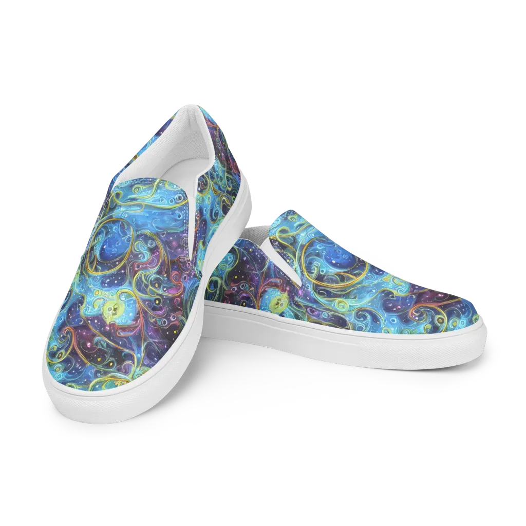 Azure Labyrinth on Men's Slip-On Canvas Shoes — Left Front