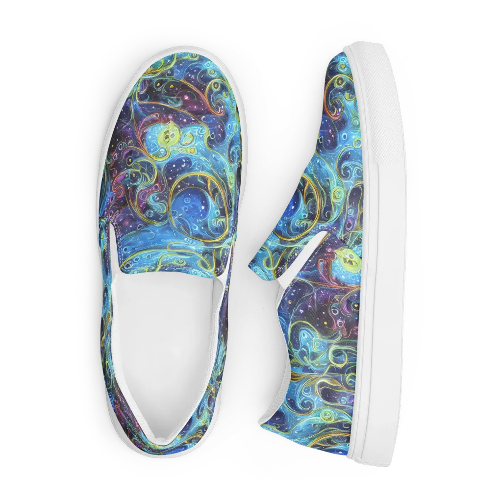 Azure Labyrinth on Men's Slip-On Canvas Shoes — Front