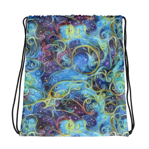 Azure Labyrinth on a Drawstring Bag