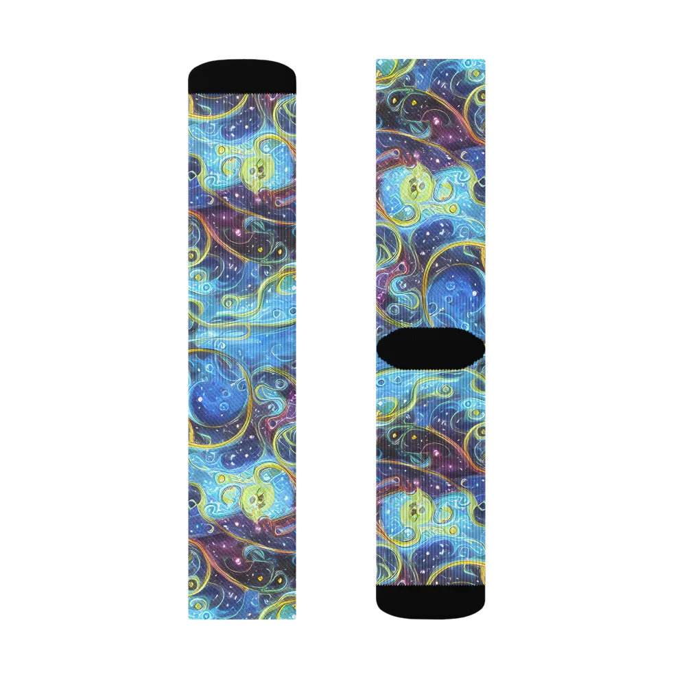 Azure Labyrinth on Socks — Left Sock
