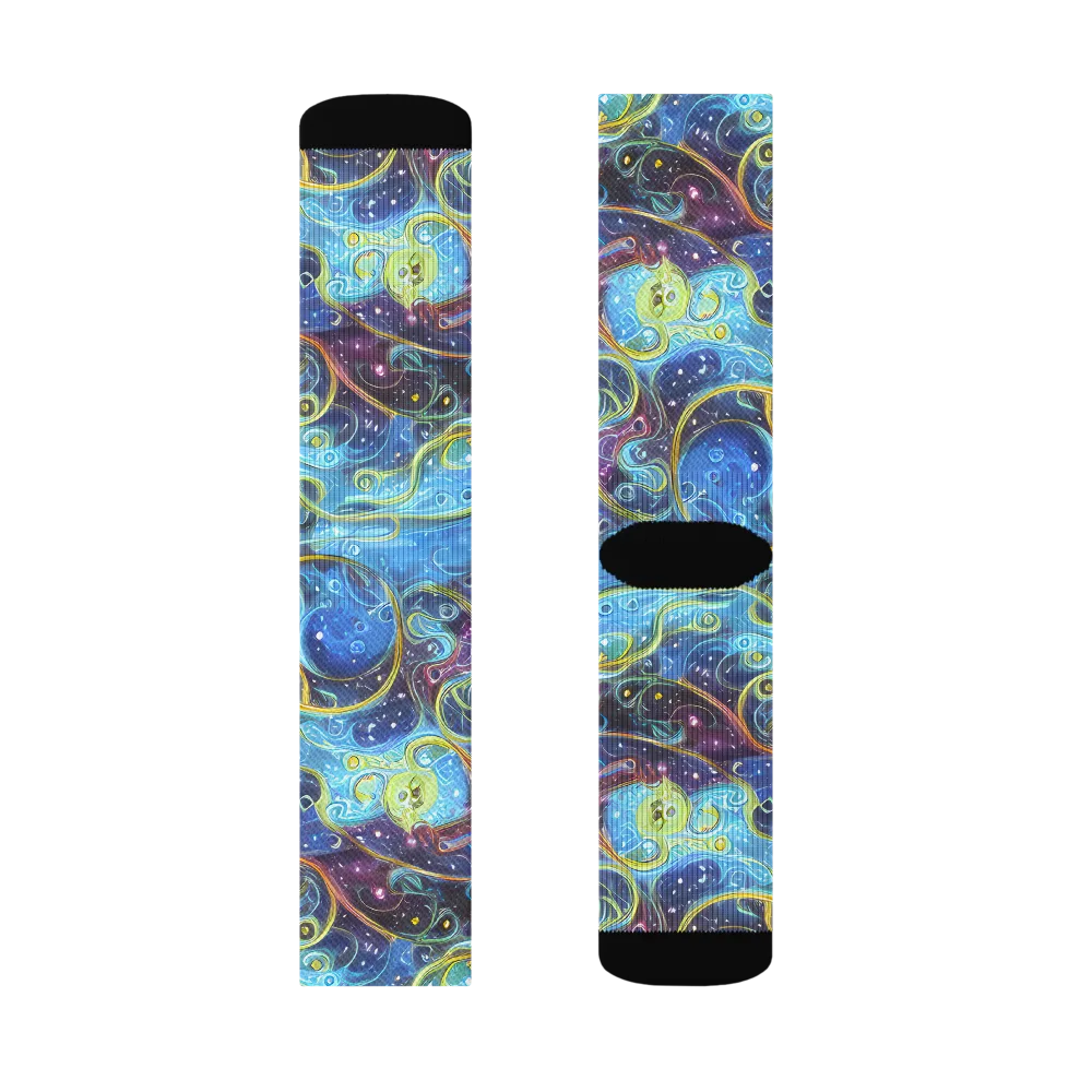 Azure Labyrinth on Socks — Right Sock