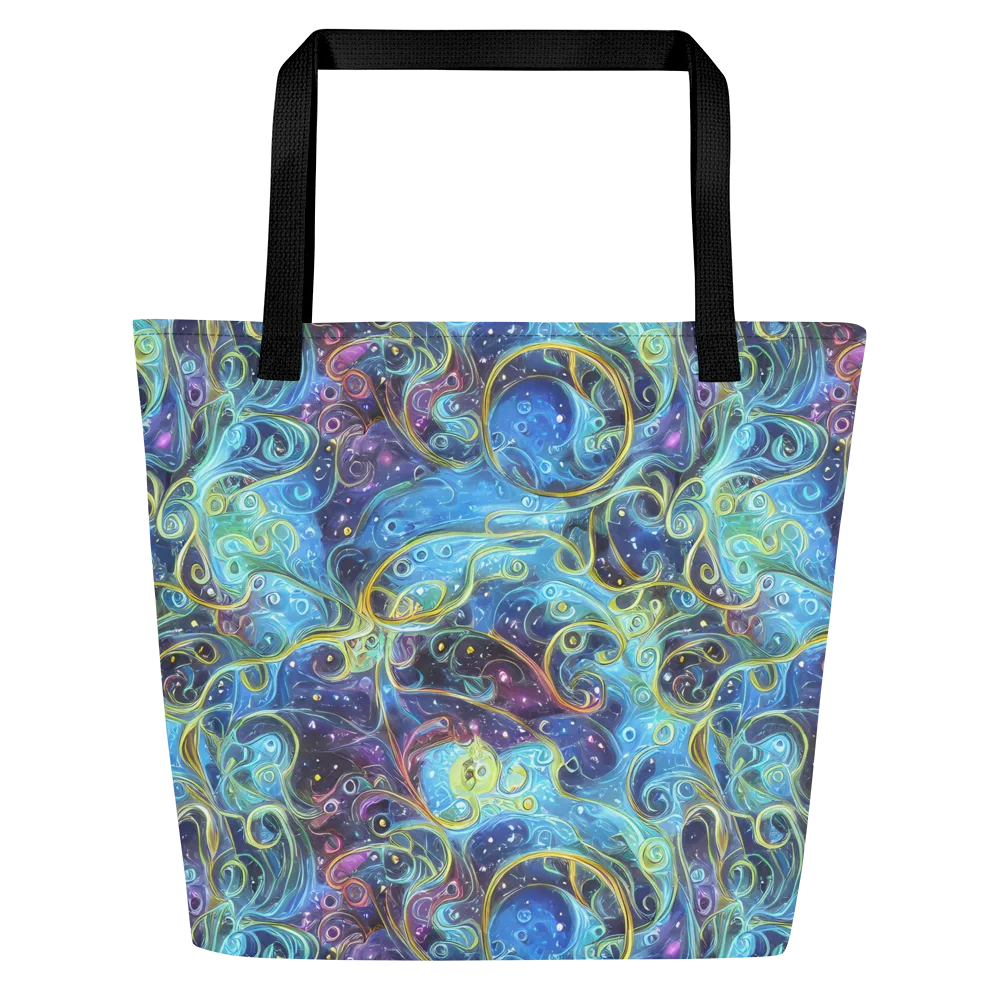 Azure Labyrinth on Large Tote Bag W/ Pocket — Front
