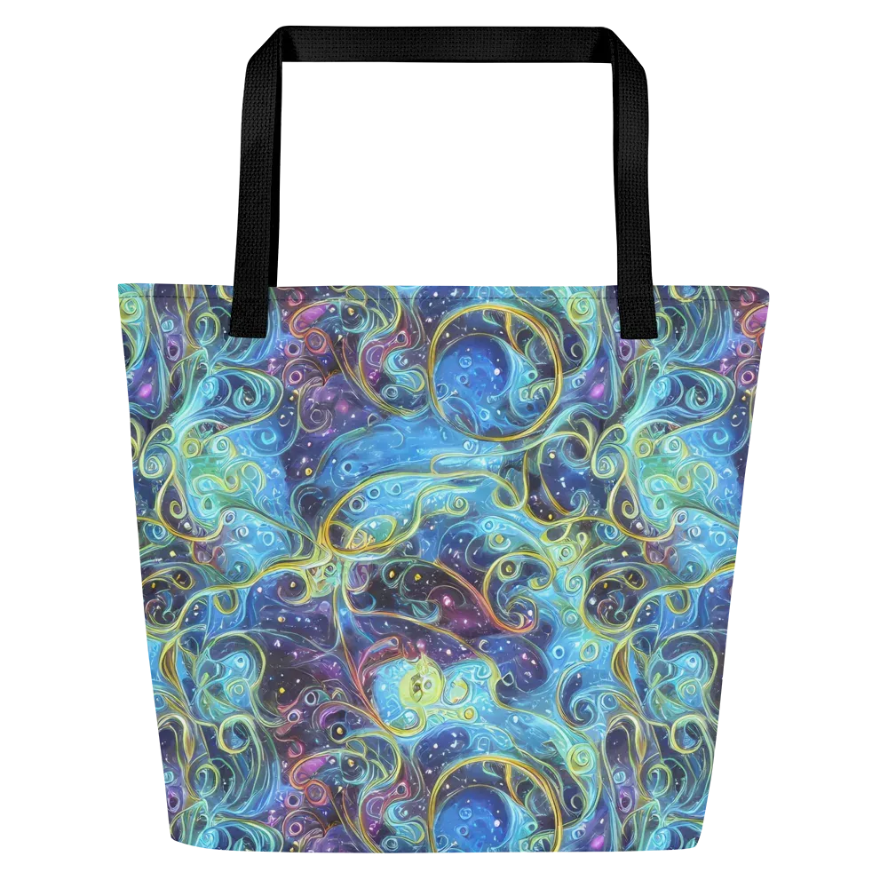 Azure Labyrinth on Large Tote Bag W/ Pocket — Front