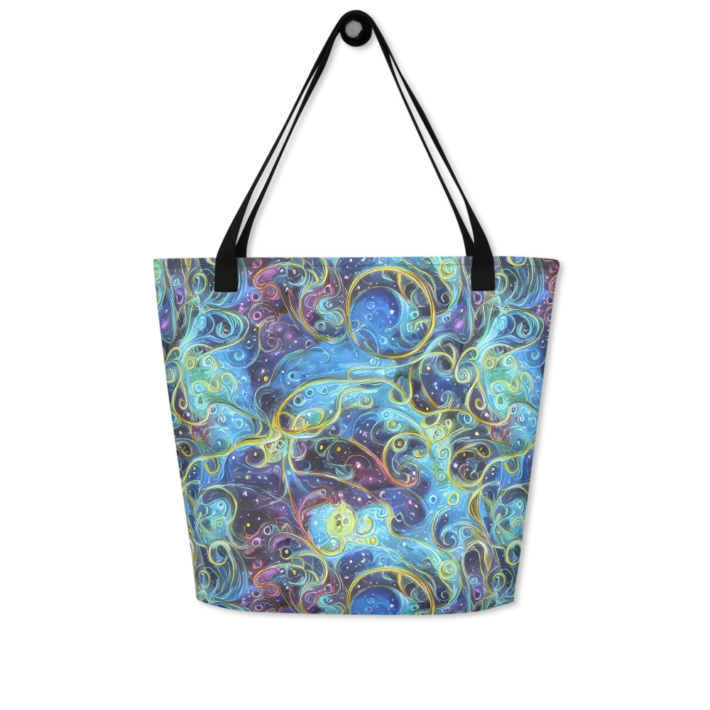 Azure Labyrinth on Large Tote Bag W/ Pocket — Front