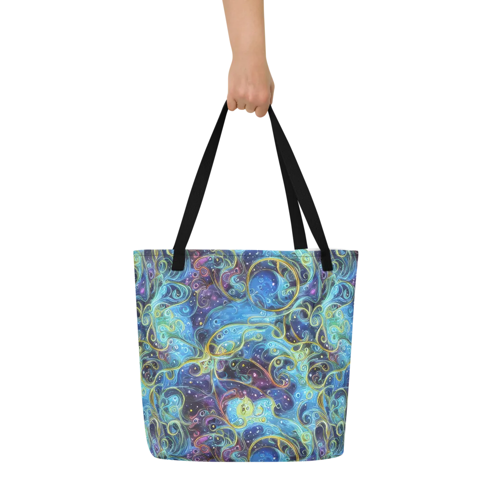 Azure Labyrinth on Large Tote Bag W/ Pocket — Front