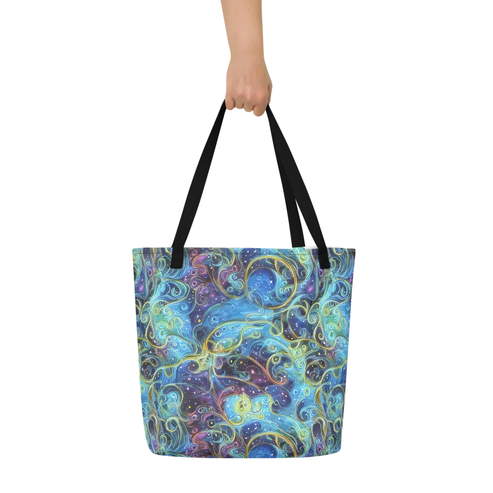 Azure Labyrinth on Large Tote Bag W/ Pocket — Front