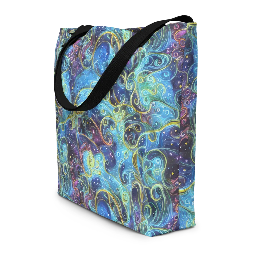 Azure Labyrinth on Large Tote Bag W/ Pocket — Front