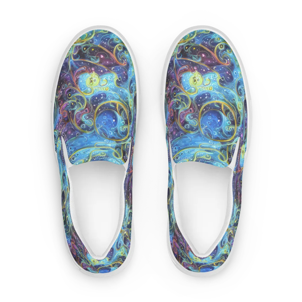 Azure Labyrinth on Women's Slip-On Canvas Shoes — Front